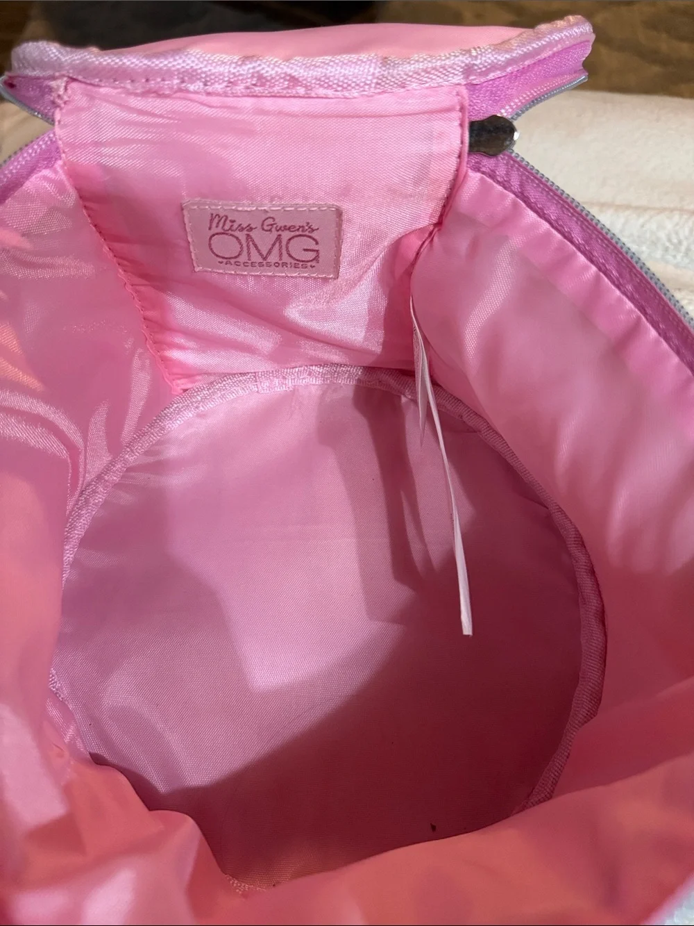 Kids Glitter Letter Straw Cosmetic Bag with Pink Trim